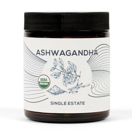 Organic Ashwagandha Powder, Non-GMO, Fair-Trade, Vegan, Gluten Free, Single Origin, Grown in Oregon Adaptogenic Ayurvedic Herbal Supplement in Resealable Jar - SHOP NO2CO2