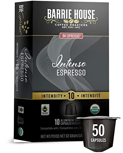 Barrie House Espresso Capsules, Intenso (50 Count) | Compatible for Original Nespresso® Machine | Dark Roast | Certified Fair Trade Organic | Recyclable Aluminum Capsule - SHOP NO2CO2