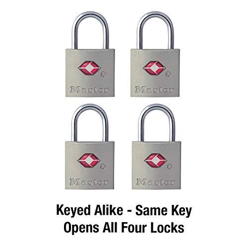 Master Lock TSA Luggage Locks with Key, TSA Approved for Backpacks, Bags and Luggage, 4 Pack, 4683Q, Brass - SHOP NO2CO2