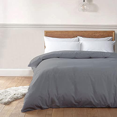 A1HC 100% Organic Cotton Duvet Cover, 300 Thread Count GOTS Certified, Fair Trade Certified, Oeko-TEX Certified, Soft & Silky Sateen Weave (Twin, Dark Grey) - SHOP NO2CO2