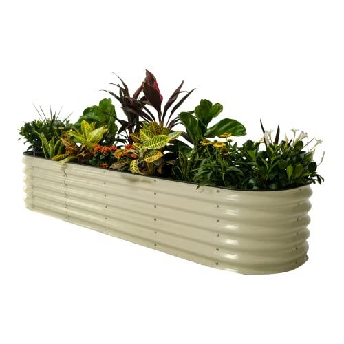 Vego garden Raised Garden Bed Kits, 17" Tall 9 in 1 8ft X 2ft Metal Raised Planter Bed for Vegetables Flowers Ground Planter Box-Pearl White - SHOP NO2CO2