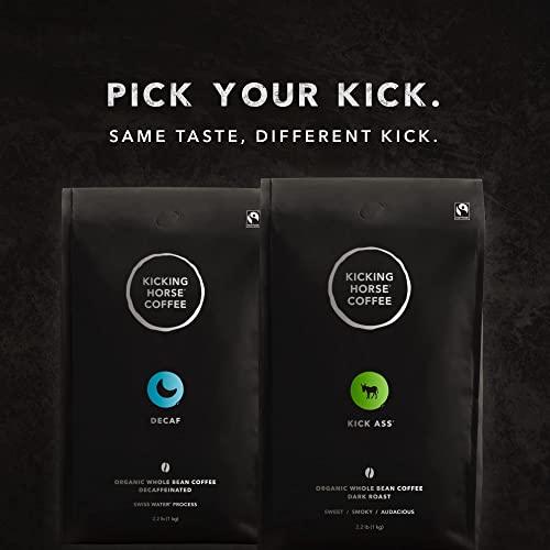 Kicking Horse Coffee, Swiss Water Process, Whole Bean, 2.2 Pound - Certified Organic, Fairtrade, Kosher Dark Roast Coffee, 35.2 Ounce - SHOP NO2CO2