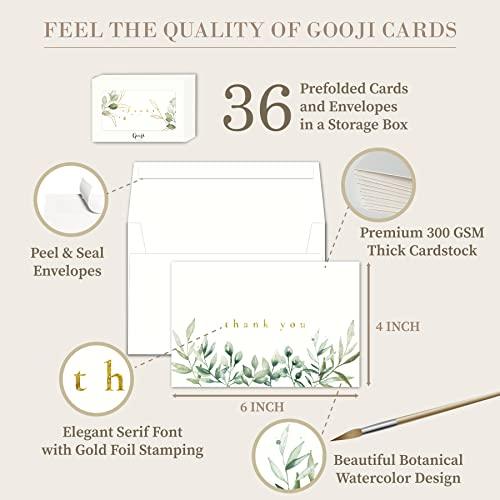 4x6 Golden Greenery Thank You Cards with Envelopes (Bulk 36-Pack), Matching Peel-and-Seal Envelopes | Wedding Thank You Cards, Bridal Shower Thank You Cards, Birthday Party, Baby Shower, Blank Notes Small Business Box Assorted Stationary Personalized - SHOP NO2CO2