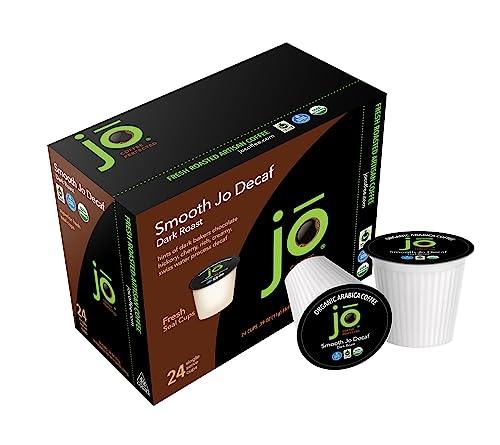 SMOOTH JO DECAF: 48 Cups, Organic Dark French Roast, Swiss Water Process Coffee for Keurig K-Cup Compatible Brewers, Fresh Seal Cups, Rich Creamy, Fair Trade Certified, Kosher, Non-GMO, Gluten Free - SHOP NO2CO2