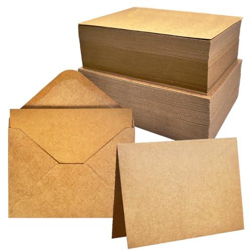 100 Pack Blank Cards and Envelopes 5x7 Inch, Premium Blank Kraft Stationery Greeting Cards with Envelopes Bulk, Blank Cards with Envelopes for Card Making and DIY Invitations - SHOP NO2CO2