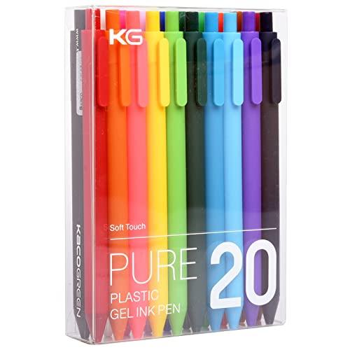 Kaco PURE Colored Gel Pens 0.5mm 20 Pieces Set Colorful Multi-color Ink Fine Point Comfort Grip Quick Drying School Office Supplies Stationery - SHOP NO2CO2