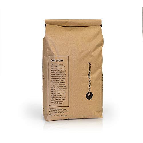 5lb Fair Trade Organic Certified Ethiopian Yirgacheffe Whole Bean Dark Roast Coffee, 100% Arabica Specialty Coffee, 80 ounces, 5 pounds, Bulk Coffee - SHOP NO2CO2