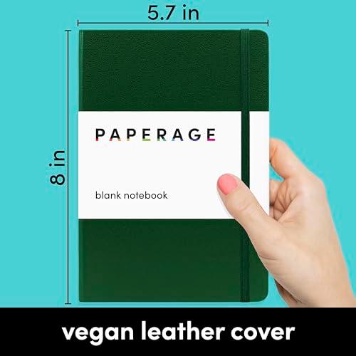 PAPERAGE Blank Journal Notebook, (Dark Green), 160 Pages, Medium 5.7 inches x 8 inches - 100 gsm Thick Paper, Hardcover - SHOP NO2CO2