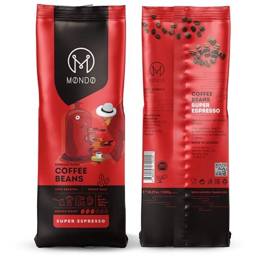 Mondo Whole Bean Coffee (2.2lbs) Espresso Beans, Medium Roast, 100% Arabica Beans, Non-GMO, Kosher, Gourmet Low Acid Coffee, No Additives - SHOP NO2CO2