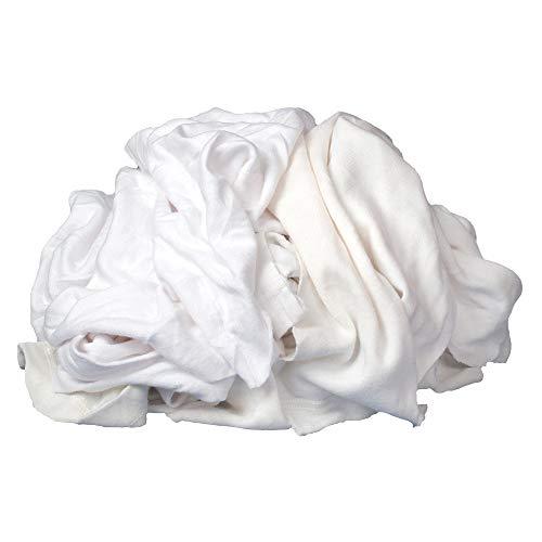 Buffalo Industries (10521) Absorbent White Recycled T-Shirt Cloth Rags - 1 lb. box - For All-purpose Wiping, Cleaning, and Polishing - Made from 100% Recycled Materials - SHOP NO2CO2