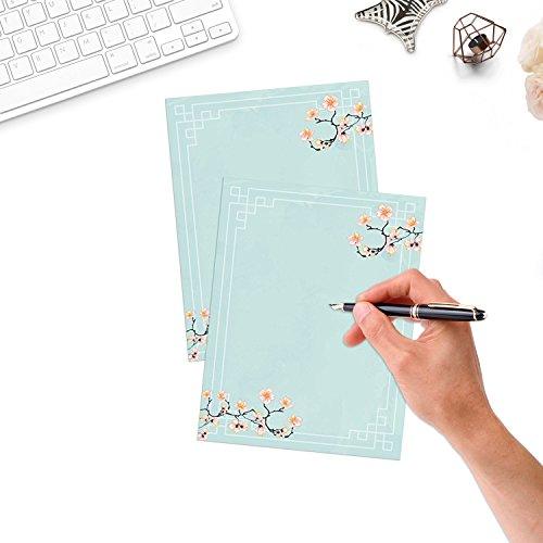 100 Stationery Writing Paper, with Cute Floral Designs Perfect for Notes or Letter Writing - Cherry Blossoms - SHOP NO2CO2