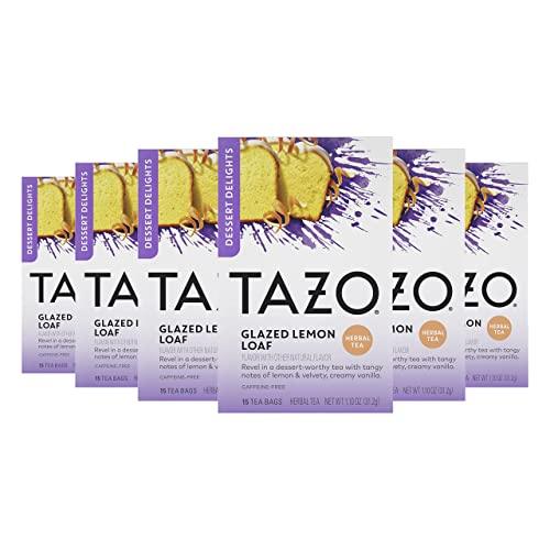 TAZO Glazed Lemon Loaf Herbal Tea Bags for Health and Wellness, Aromatic Blend, Caffeine-Free, 15 Count (Pack of 6) - SHOP NO2CO2