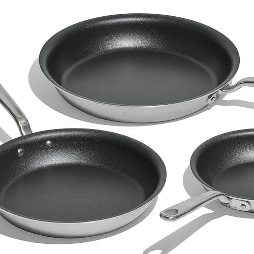 Made In Cookware - Non Stick 3 Piece Frying Pan Set (Includes 8",10",12") - 5 Ply Stainless Clad - Professional Cookware - Made in Italy - Induction Compatible - (Graphite) - SHOP NO2CO2