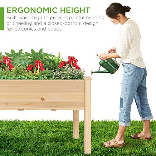 Best Choice Products 48x24x30in Raised Garden Bed, Elevated Wood Planter Box Stand for Backyard, Patio, Balcony w/Bed Liner, 200lb Capacity - Natural - SHOP NO2CO2