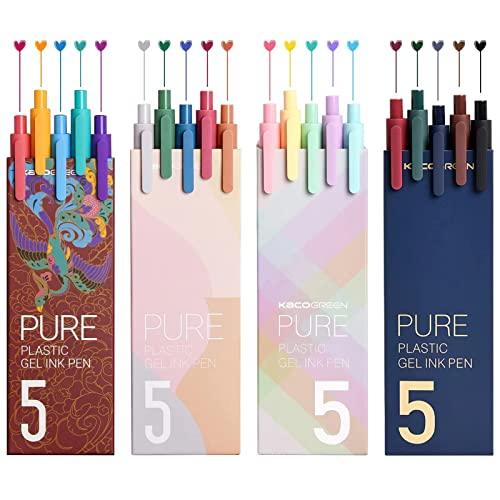 Kaco Gel Pens 20 Assorted Color Ink 0.5mm Fine Point, Cute Stationery Journaling Note Taking Pens Retractable Office School Supplies - SHOP NO2CO2