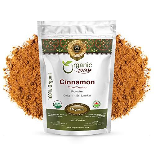 Organic Way True Ceylon Cinnamon Powder - Kosher & USDA Certified | Raw, Vegan, Non-GMO & Gluten Free | Tested for Heavy Metal and Purity | Resealable Bag | 100% Raw from Sri Lanka (1/2LBS / 8Oz) - SHOP NO2CO2