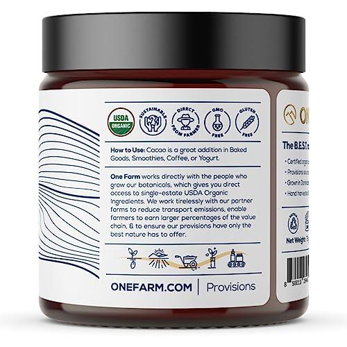 One Farm by WAAYB Organic Cacao, Single Estate, Non-GMO, Fair-Trade, Vegan, Gluten Free, 100% Raw Rizek Cacao in Resealable Bag for Cooking, Smoothies, Lattes & Baking (2.6 oz Jar, Powder) - SHOP NO2CO2