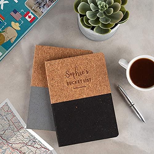 Personalized 'Notes & Ideas' Journal - Sustainable Stationery - Valentine's Day Gifts for Coworkers - Unique Vegan Cork Notebook 160 Pages - 80 Sheets Recycled Paper - SHOP NO2CO2