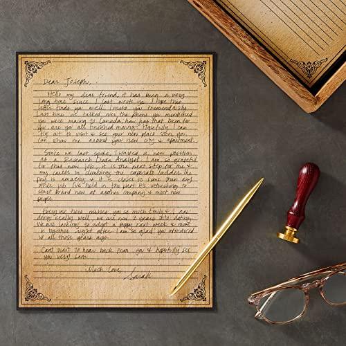 96-Sheets of Letter-Size Vintage-Style Lined Stationery Writing Paper with Antiqued Border and Aged Old Design for Typing, Writing Letters Poems, Notes, and Invitations (8.5x11 in) - SHOP NO2CO2