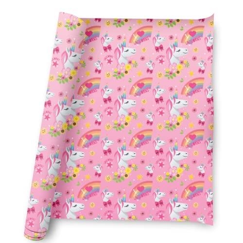 Emoji Joy Pixels Unicorn 4M Roll Wrap, 4M X 69CM, Wrapping Paper for Children's Presents, Climate Pledge Friendly Wrapping Paper, Recyclable Wrapping Paper, Officially Licensed Wrapping Paper - SHOP NO2CO2