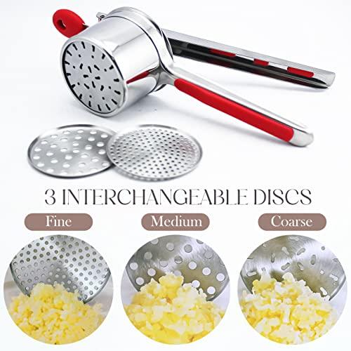 Bellemain Potato Ricer 15 oz with 3 Interchangeable Discs | Mash Potato Masher Stainless Steel, Sweet Potato Masher Kitchen Tool | Spaetzle Maker Press, Khuon Banh Lot, Spaetzle Noodle Maker - SHOP NO2CO2