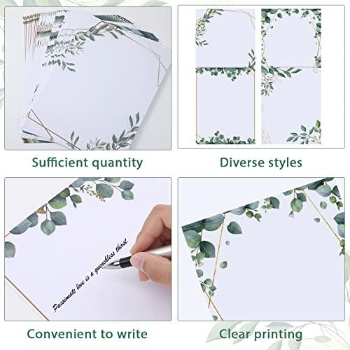 48 Sheets Paper Stationery Decorative Design Printer Paper Leaf Theme Greenery Border Design Writing Stationary Printing Paper 8.5 x 11 Inches for Office School Wedding Home Supplies (Eucalyptus) - SHOP NO2CO2