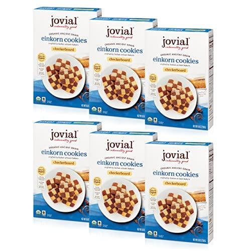 Jovial Organic Einkorn Checkerboard Cookies - Organic Cookies, High Protein, Fair Trade Certified, All Natural Ingredients, Low Carb, Low Sugar, Palm Done Right - 8.8 Oz, 6 Pack - SHOP NO2CO2