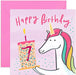 Old English Co. Happy 7th Unicorn Birthday Card - Square Seventh Birthday Wishes Card | Suitable for Baby, Son, Daughter, Child | Blank Inside & Envelope Included - SHOP NO2CO2