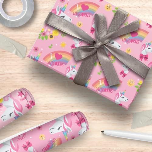 Emoji Joy Pixels Unicorn 4M Roll Wrap, 4M X 69CM, Wrapping Paper for Children's Presents, Climate Pledge Friendly Wrapping Paper, Recyclable Wrapping Paper, Officially Licensed Wrapping Paper - SHOP NO2CO2