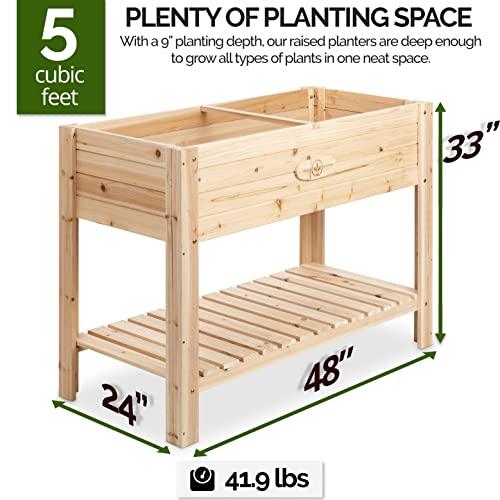 Boldly Growing Cedar Raised Planter Box with Legs – Elevated Wood Raised Garden Bed Kit – Grow Herbs and Vegetables Outdoors – Naturally Rot-Resistant - Unmatched Strength Lasts Years (4x2) - SHOP NO2CO2