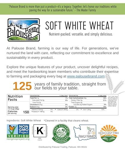 Soft White Wheat Berries | 15 LBS | Family Farmed in Washington State | 100% Desiccant Free | Non-GMO Project Verified | 100% Non-Irradiated | Kosher | Field Traced | Burlap Bag | (5 Pound, Pack of 3) - SHOP NO2CO2