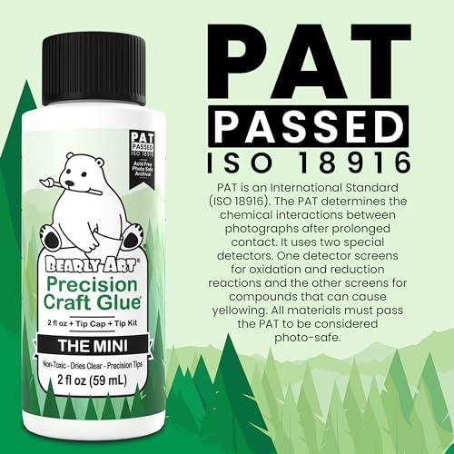 Bearly Art Precision Craft Glue - The Mini - 2fl oz with Tip Kit - Acid Free Archival - Strong Hold Adhesive - Ideal for Fine Paper Crafting Scrapbooking and Card Making - Made in USA - SHOP NO2CO2