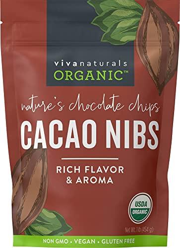 Viva Naturals Organic Cacao Nibs, 1 Lb - Certified Keto and Vegan Superfood, Perfect for Gluten Free Baking, Cacao Nib Smoothies and Healthy Snacks, Premium Criollo Beans, Non-GMO - SHOP NO2CO2