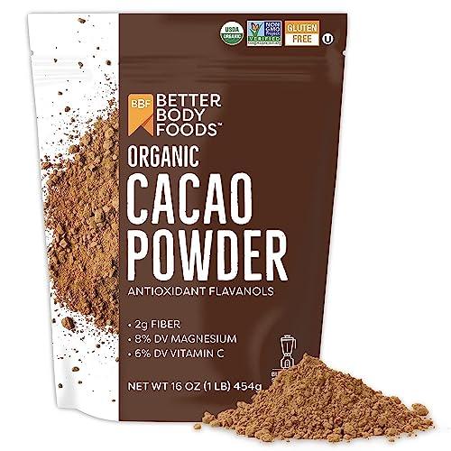 BetterBody Foods Organic Cacao Powder, Rich Chocolate Flavor, Non-GMO, Gluten-Free, Cocoa, 16 ounce, 1 lb bag - SHOP NO2CO2