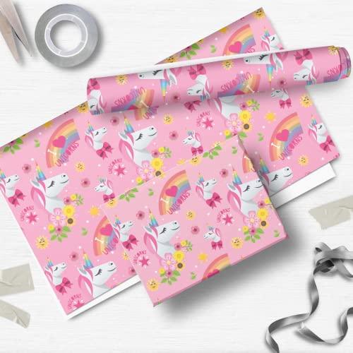 Emoji Joy Pixels Unicorn 4M Roll Wrap, 4M X 69CM, Wrapping Paper for Children's Presents, Climate Pledge Friendly Wrapping Paper, Recyclable Wrapping Paper, Officially Licensed Wrapping Paper - SHOP NO2CO2