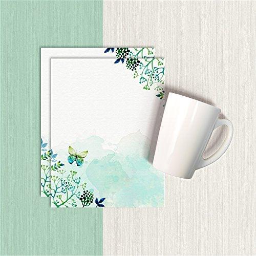 100 Stationery Paper - Cute Floral Designs for Writing Letters, Notes, and Invitations - Perfect for Bridal Shower, Birthdays, Engagement Party, Anniversary, Wedding, VIP and Other Occasions - Seaweed - SHOP NO2CO2