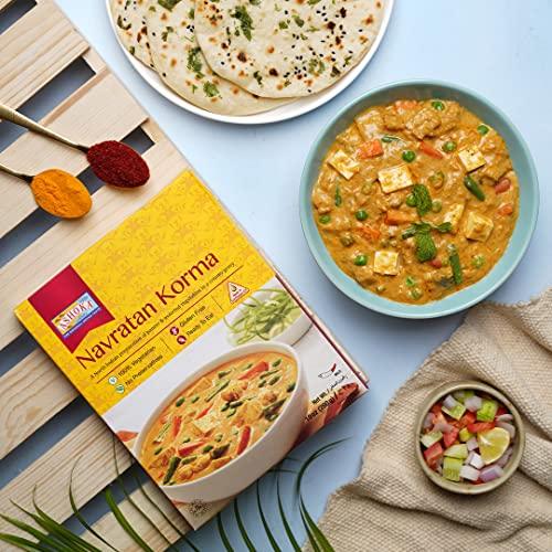 Ashoka Indian Meals 1932, Vegetarian Entry, Mixed Vegetables & Cheese, All-Natural Heat & Eat Navratan Korma, Kosher Certified, Microwave Ready Indian Meals, Gluten-Free, No Preservatives, Pack of 1 - SHOP NO2CO2