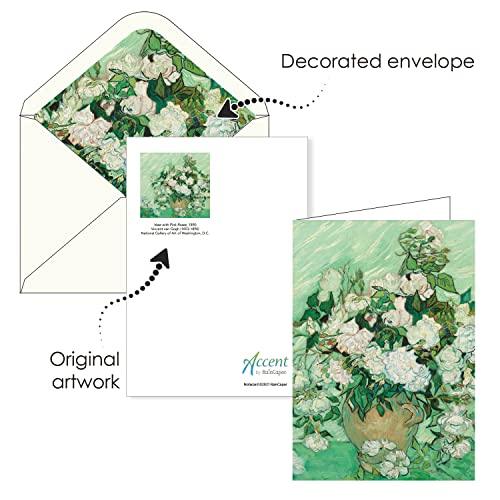 RainCaper Fine Art Keepsake 5x7 Blank Stationery van Gogh Greeting Note Cards With Decorative Envelopes, Gift Boxed Set of 16 | 300 GSM Cardstock (van Gogh Flowers) - SHOP NO2CO2