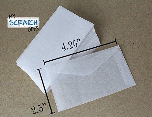 My Scratch Offs - 100 Pack Glassine Envelopes Perfect for Mini Lotto Lottery Ticket Holder, Wedding Guest Favors, Seed Packets Envelopes, Coins, Message Cards and Stamps - 2 1/2 x 4 1/4 - SHOP NO2CO2