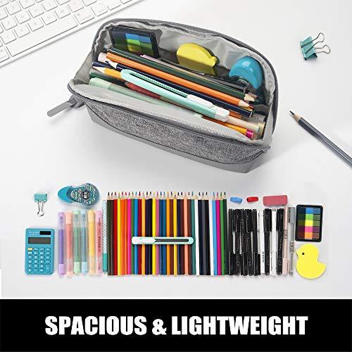 Sooez Wide-Opening Pencil Pen Case, Lightweight & Spacious Pencil Bag Pouch Box Organizer, Aesthetic Supply with Triangular Design for Adults, Grey - SHOP NO2CO2