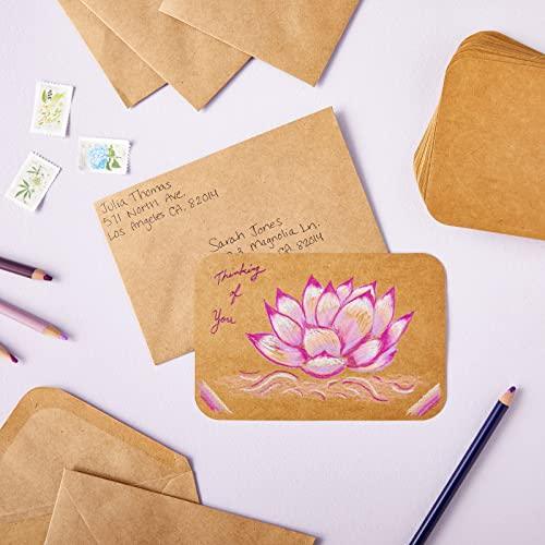 Kraft Paper Blank Greeting Postcards and Envelopes, Rounded Edges (6 x 4 In, 48 Pack) - SHOP NO2CO2