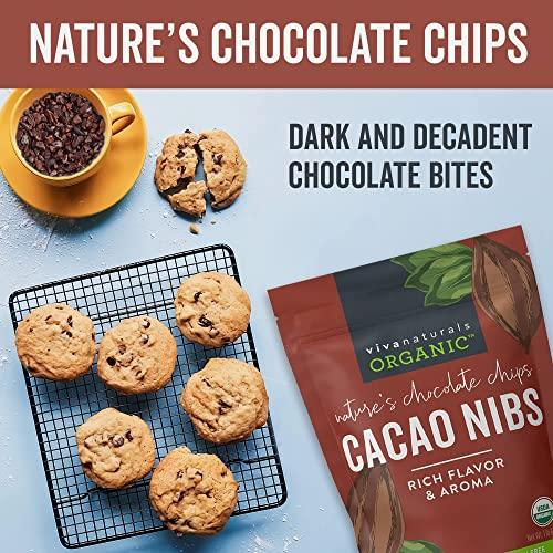 Viva Naturals Organic Cacao Nibs, 1 Lb - Certified Keto and Vegan Superfood, Perfect for Gluten Free Baking, Cacao Nib Smoothies and Healthy Snacks, Premium Criollo Beans, Non-GMO - SHOP NO2CO2