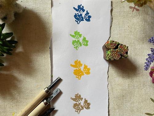 Tiny Indian wooden block stamp spring pattern small flower shape textiles ceramics, soap, custom size, sustainable eco friendly floral craft - SHOP NO2CO2