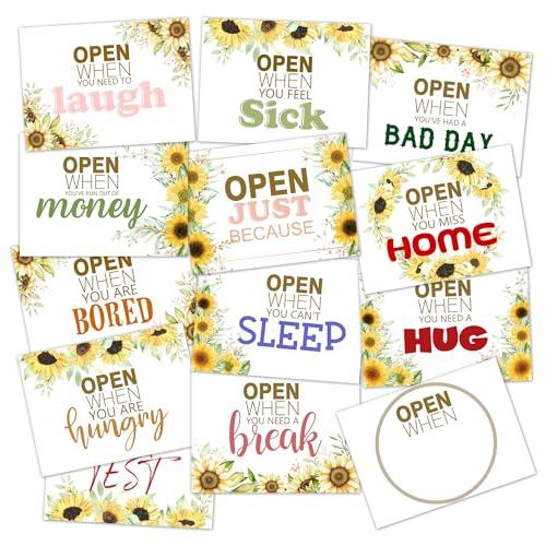 Set of 13 Sunflower Open When Envelopes - Going Away to College, University Gifts, Leaving Home, Daughter Son Friend Gift College gift-A04 - SHOP NO2CO2