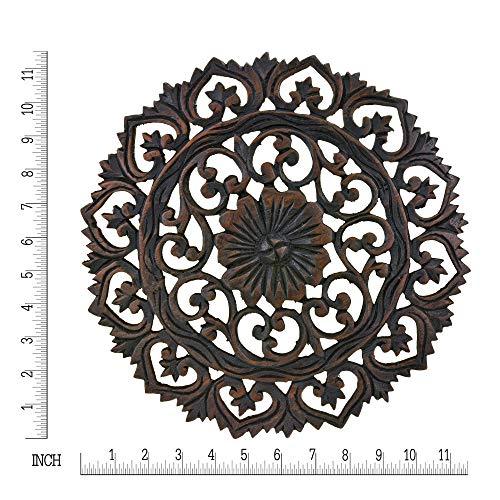 AeraVida Grand Flower Bouquet Hand Carved Teak Wood Wall Art | Mandala Inspired Wooden Wall Decor | Round Wall Art - SHOP NO2CO2