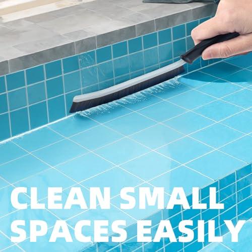 2 Pack Cleaning Brush, Pool Brush, Grout Brush, Scrub Brush with Black Handle, Multifunctional Deep Cleaning Supplies for Swimming, Pool Walls, Shower, Bathroom, Tile, Kitchen, Tub，Sink, Toilet - SHOP NO2CO2