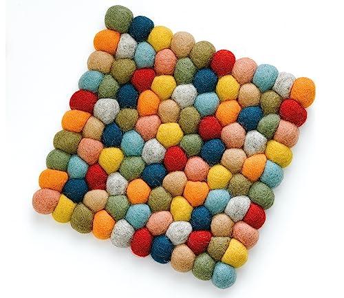 Cilio Fair Trade Certified 100% Wool Trivet Made in Nepal, 8" Square, Multicolor - SHOP NO2CO2