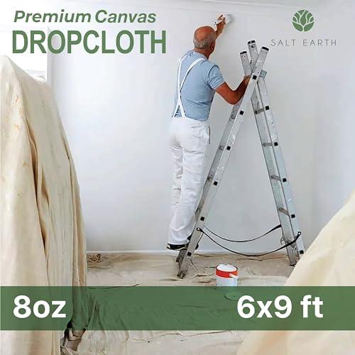 Canvas Drop Cloth Salt Earth Pack of 2 Reusable Cloth for Outdoor & Indoor, 100% Recycled Cotton Nature Friendly, All purpose Washable Cotton Canvas Cover for Painter Floor & Furniture Protection(6x9) - SHOP NO2CO2