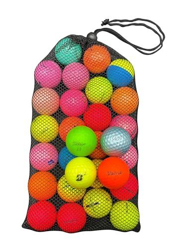 Colored Premium Brand Mix Golf Balls with Reusable Mesh Bag - Callaway, Vice, Taylormade and More - Used & Recycled Golf Balls for Women and Men - SHOP NO2CO2