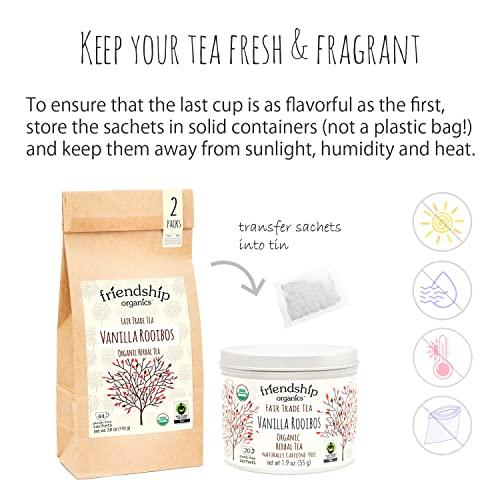 Friendship Organics Vanilla Rooibos Tea Bags, Organic and Fair Trade Herbal 44 Count - SHOP NO2CO2